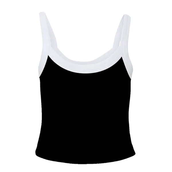 Rib Tank with Contrast Spaghetti Strap
