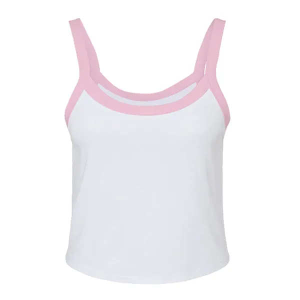 Rib Tank with Contrast Spaghetti Strap