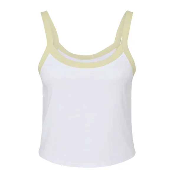 Rib Tank with Contrast Spaghetti Strap