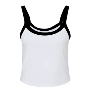 Rib Tank with Contrast Spaghetti Strap