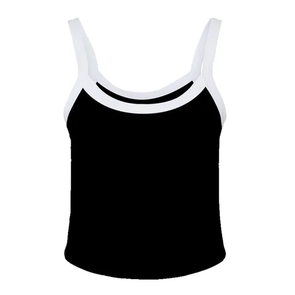 Rib Tank with Contrast Spaghetti Strap