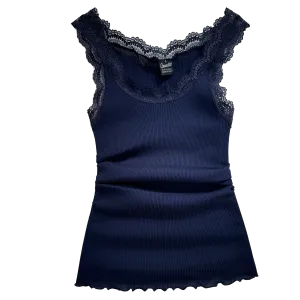 Ribbed Cotton Tank w/Lace