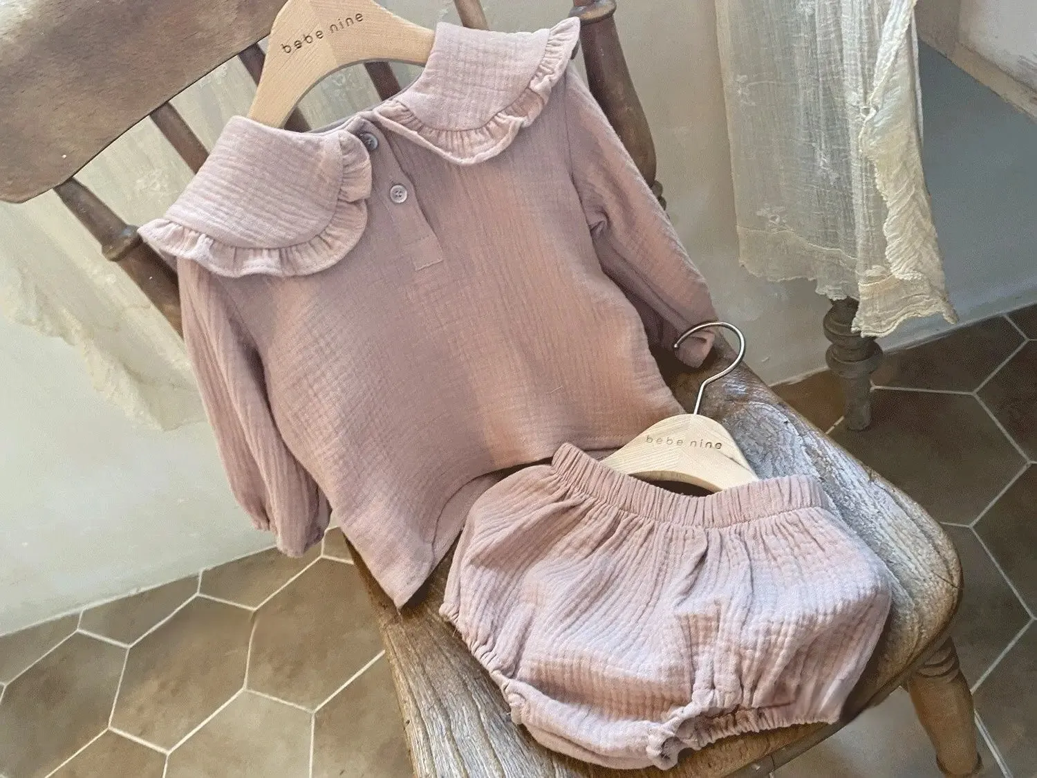 Ruffled Organic Cotton Baby Girl Clothing Set