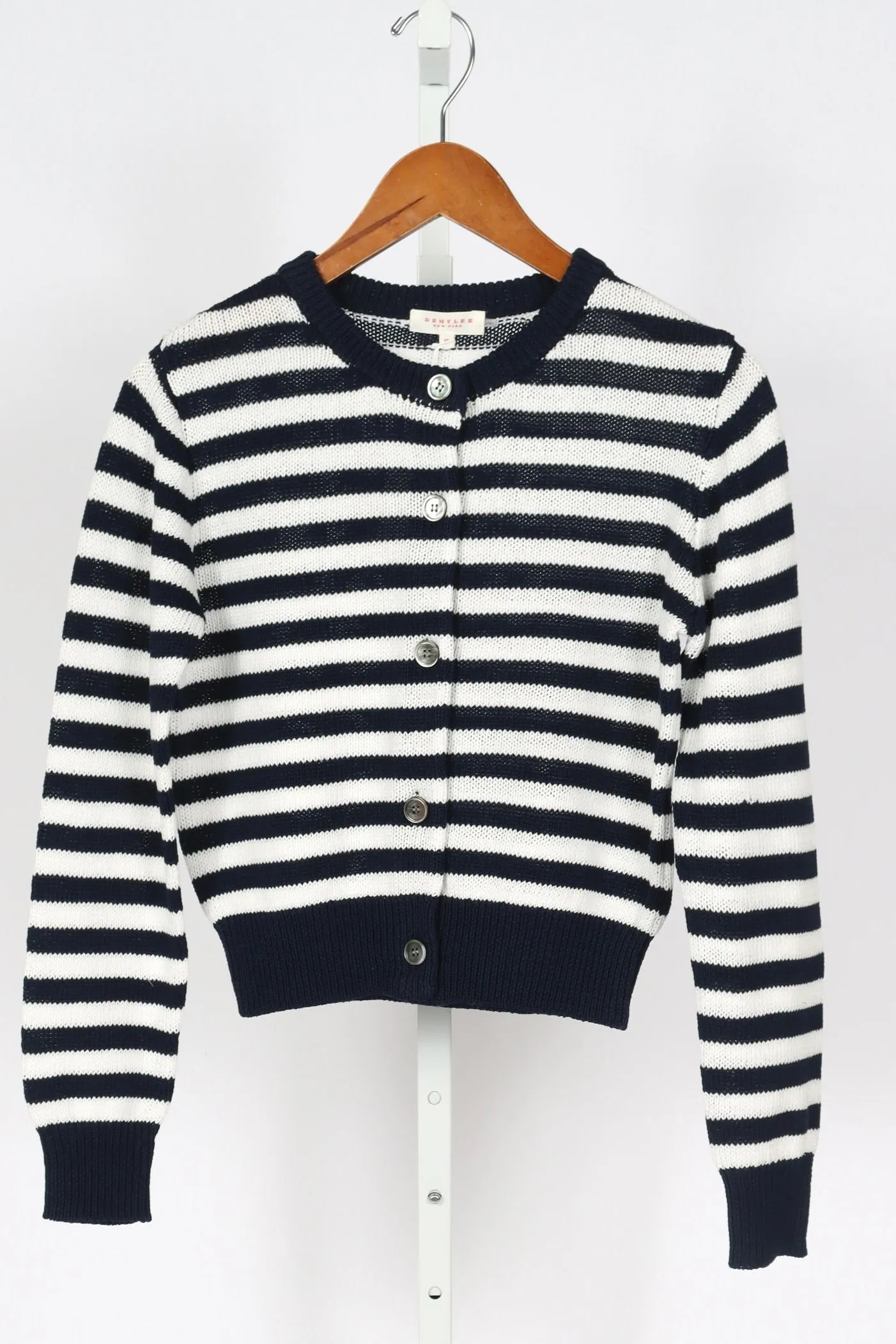 Savannah Striped Cardigan - Navy/Off-White