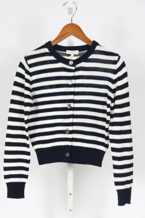 Savannah Striped Cardigan - Navy/Off-White