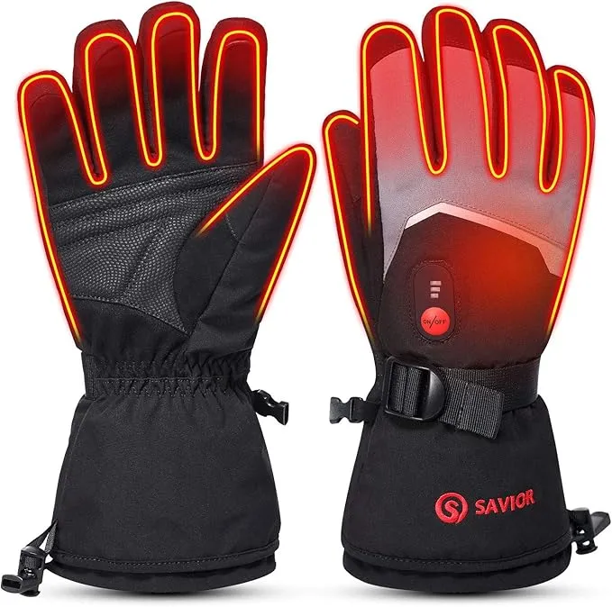 SAVIOR HEAT Heated Gloves Electric Rechargeable Battery Men Women 7.4V Heating Gloves Ski Motorcycle Work Snowboarding Hunting Hiking Camping Walking Arthritis Hands