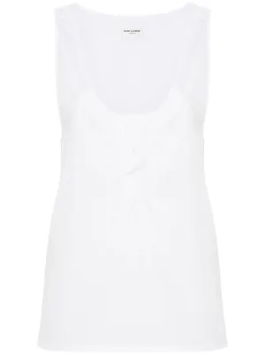 Semi-sheer Henley Tank Top