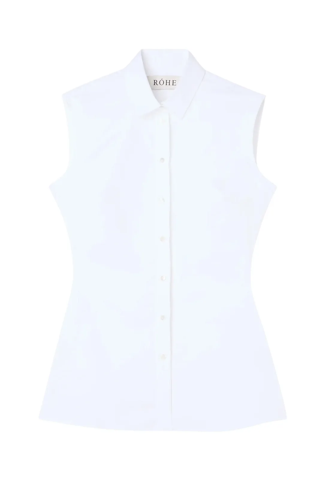 Shaped Poplin Sleeveless Shirt | Optic White