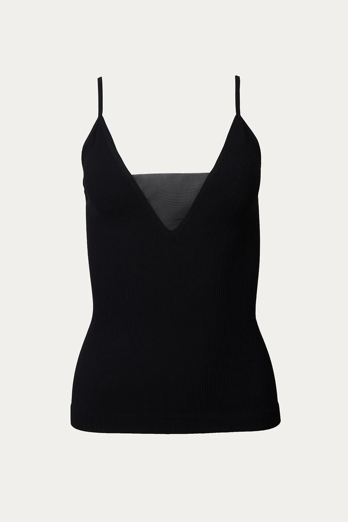 SHEER-PANELED STRETCH-JERSEY TOP