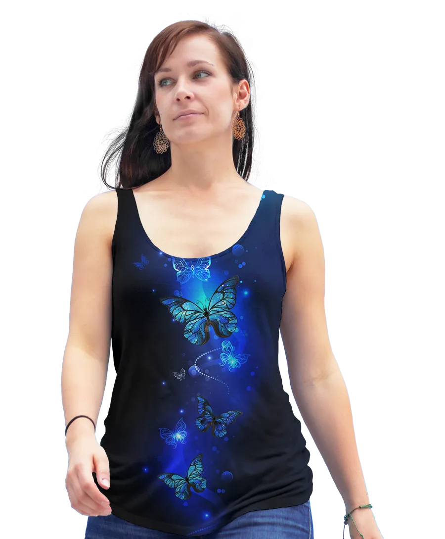 Shining Blue Butterfly Racerback Tank Top
