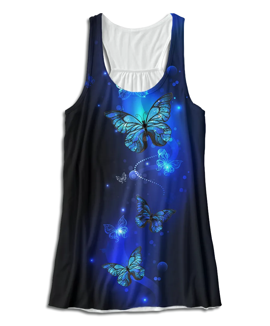 Shining Blue Butterfly Racerback Tank Top