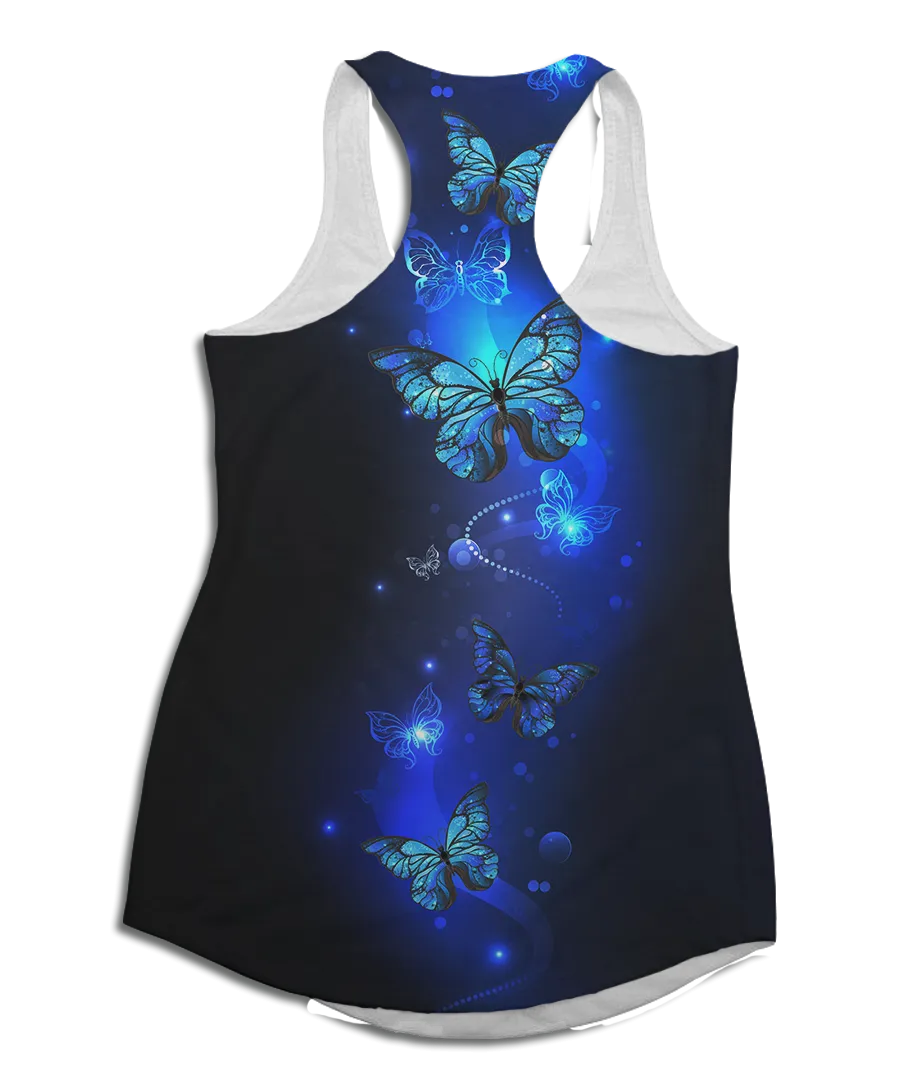 Shining Blue Butterfly Racerback Tank Top