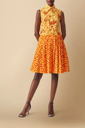 Shiro Orange Mixed Print Shirtdress