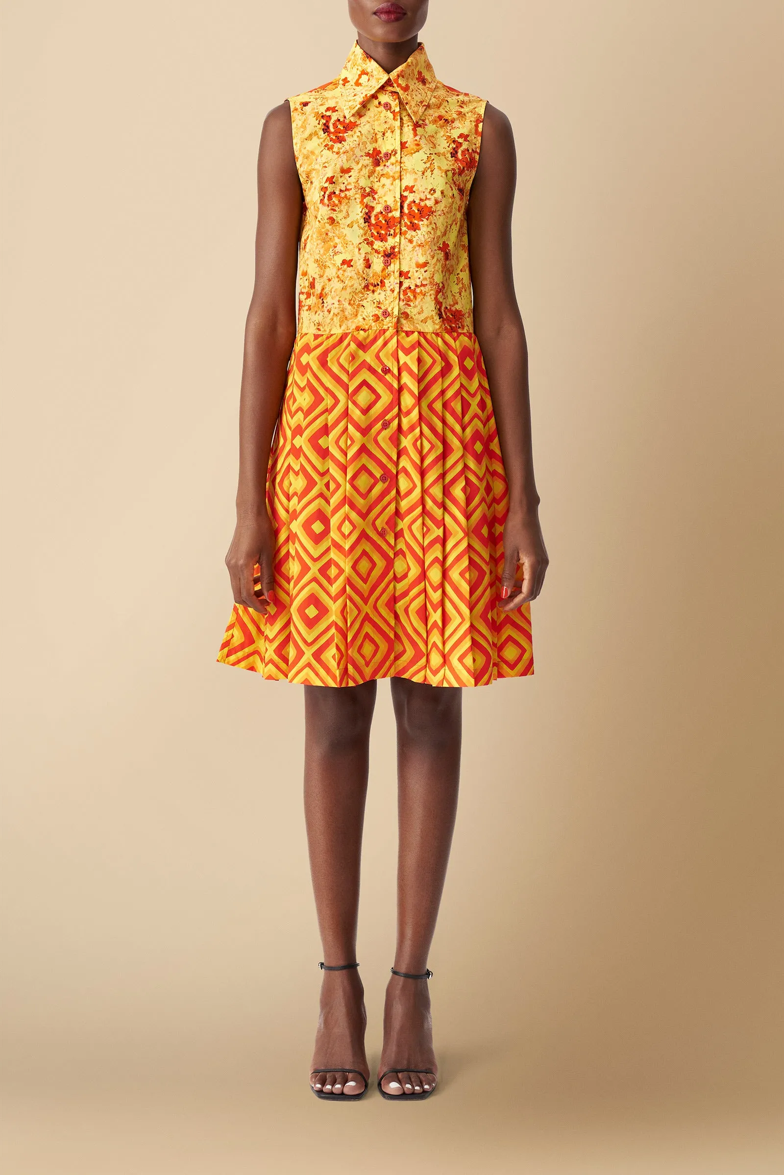 Shiro Orange Mixed Print Shirtdress