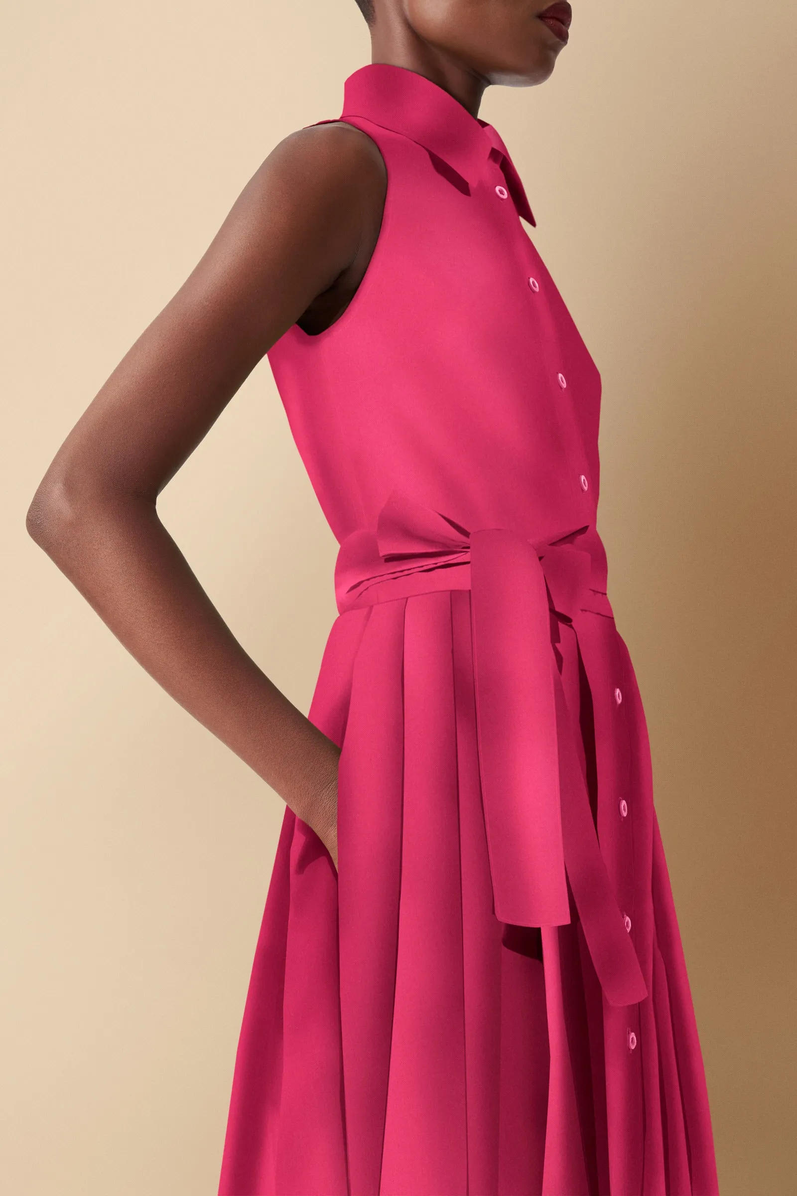 Shiro Sleeveless Cotton Poplin Shirtdress iPink