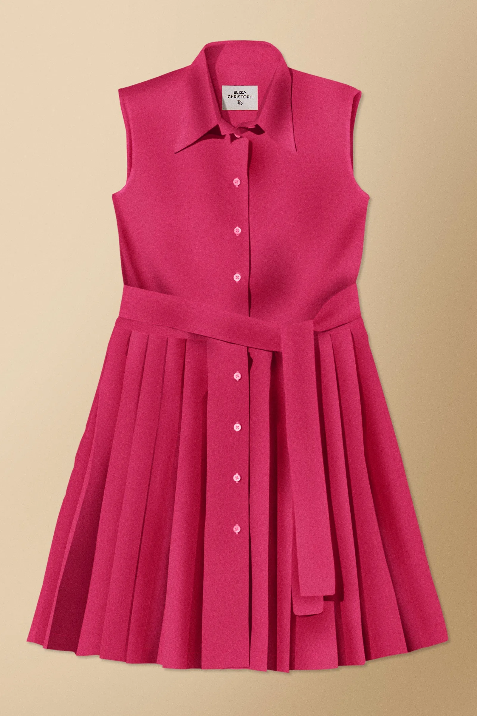 Shiro Sleeveless Cotton Poplin Shirtdress iPink