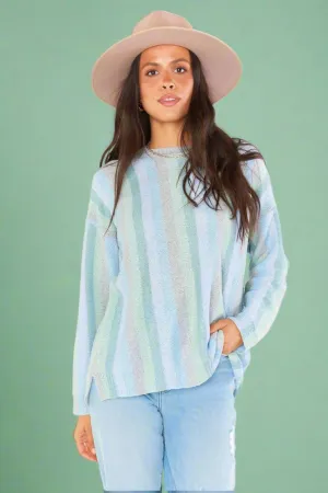 SHOW ME YOUR MUMU TRUE BLUE ATLAS SWEATER in the style of Vanessa Hudgens