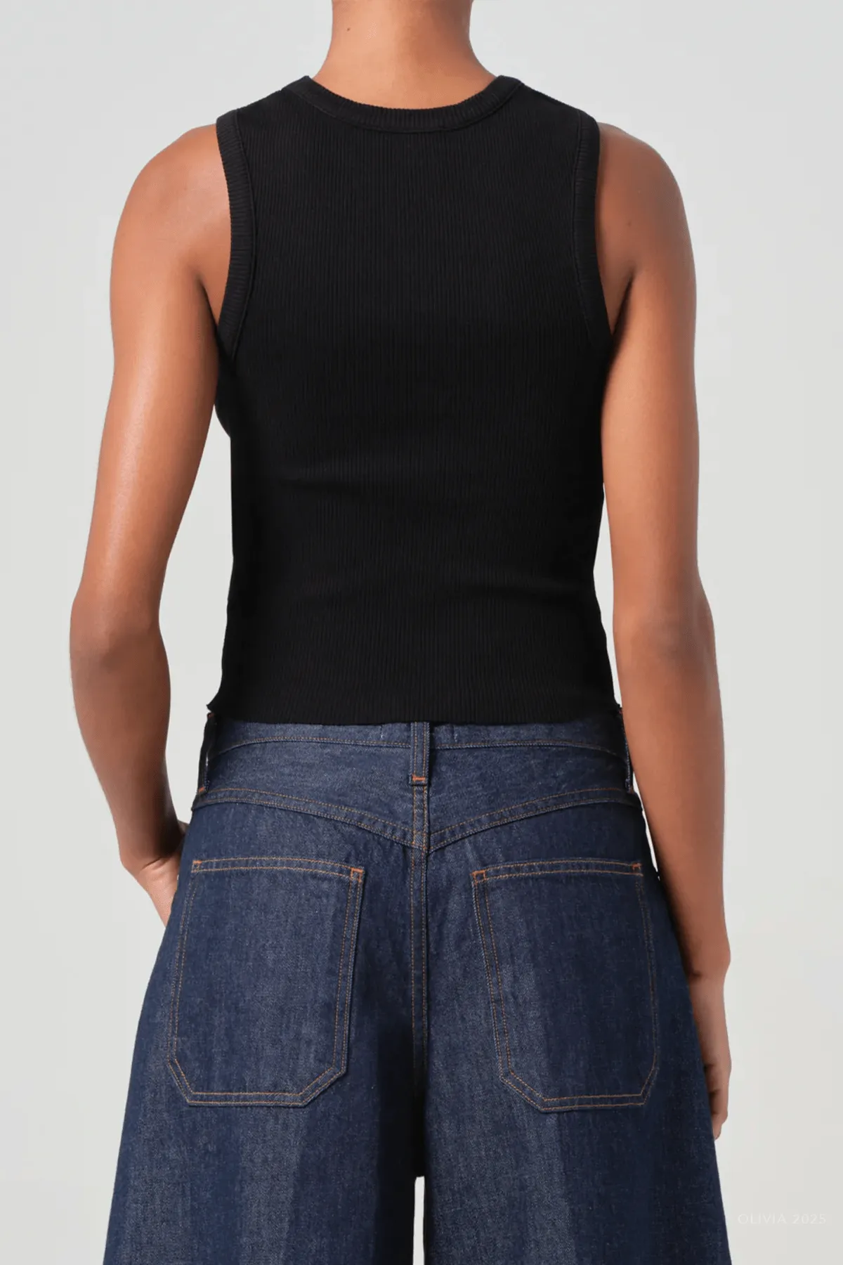 Shrunken Poppy Tank in Black