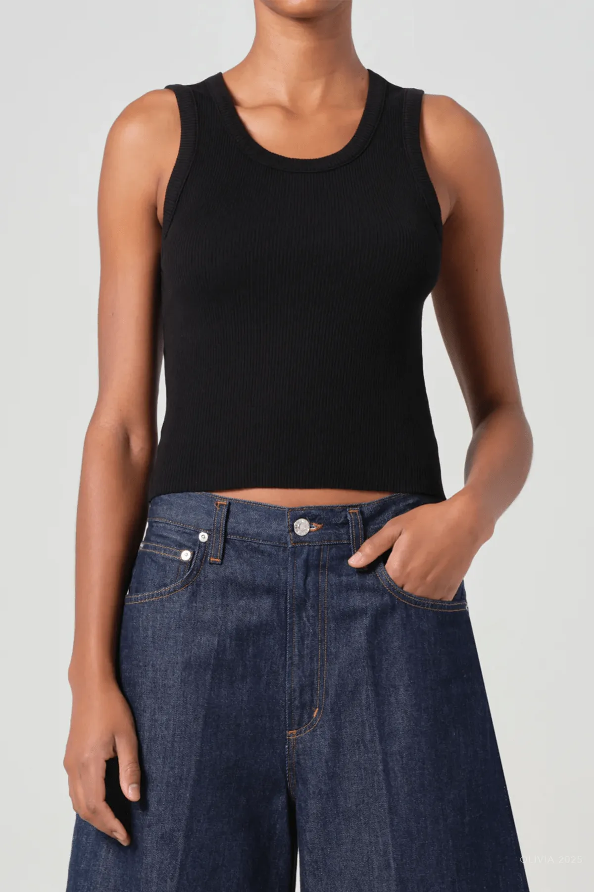 Shrunken Poppy Tank in Black