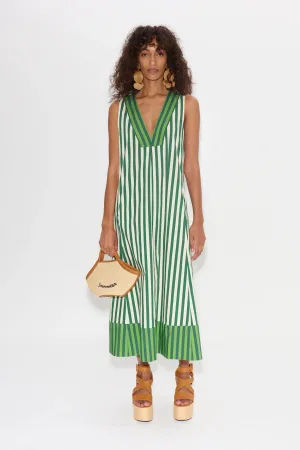 SIMONMILLER - Mar Poplin Dress - Green Stripe Combo