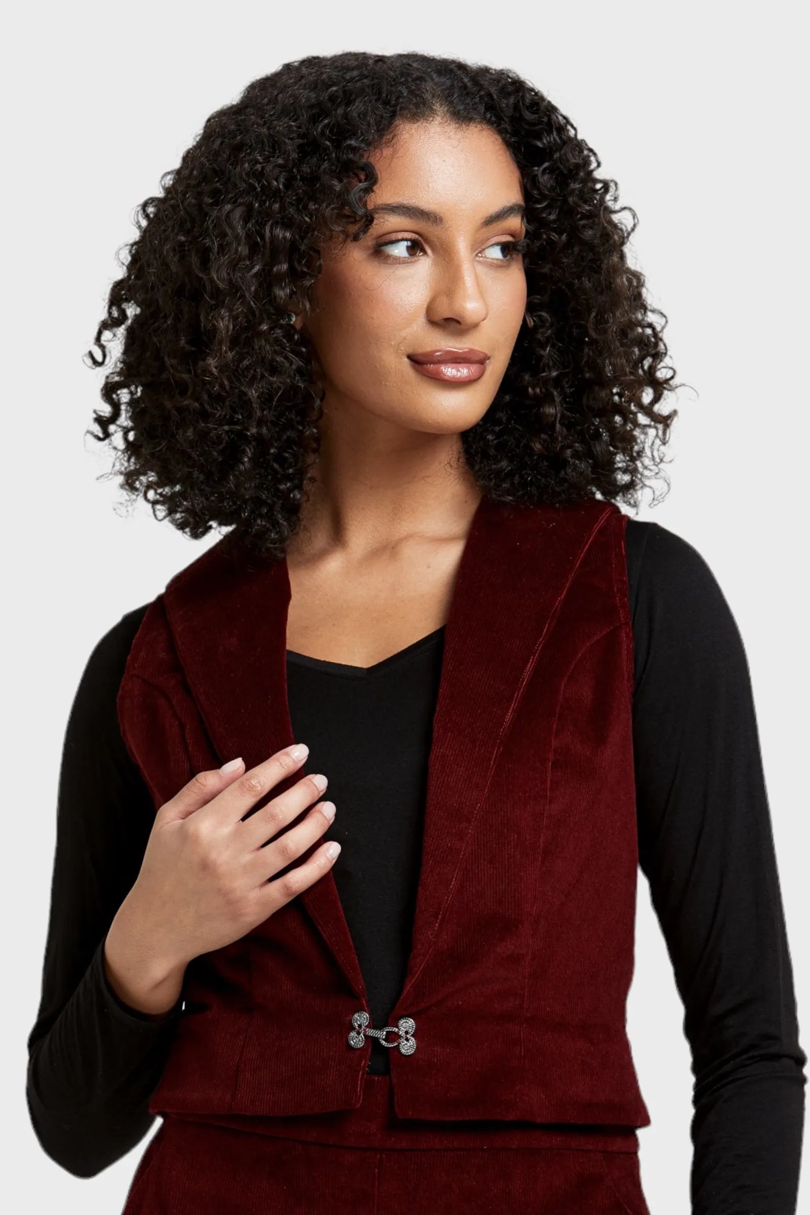 Sistine Burgundy Micro Cord Vest