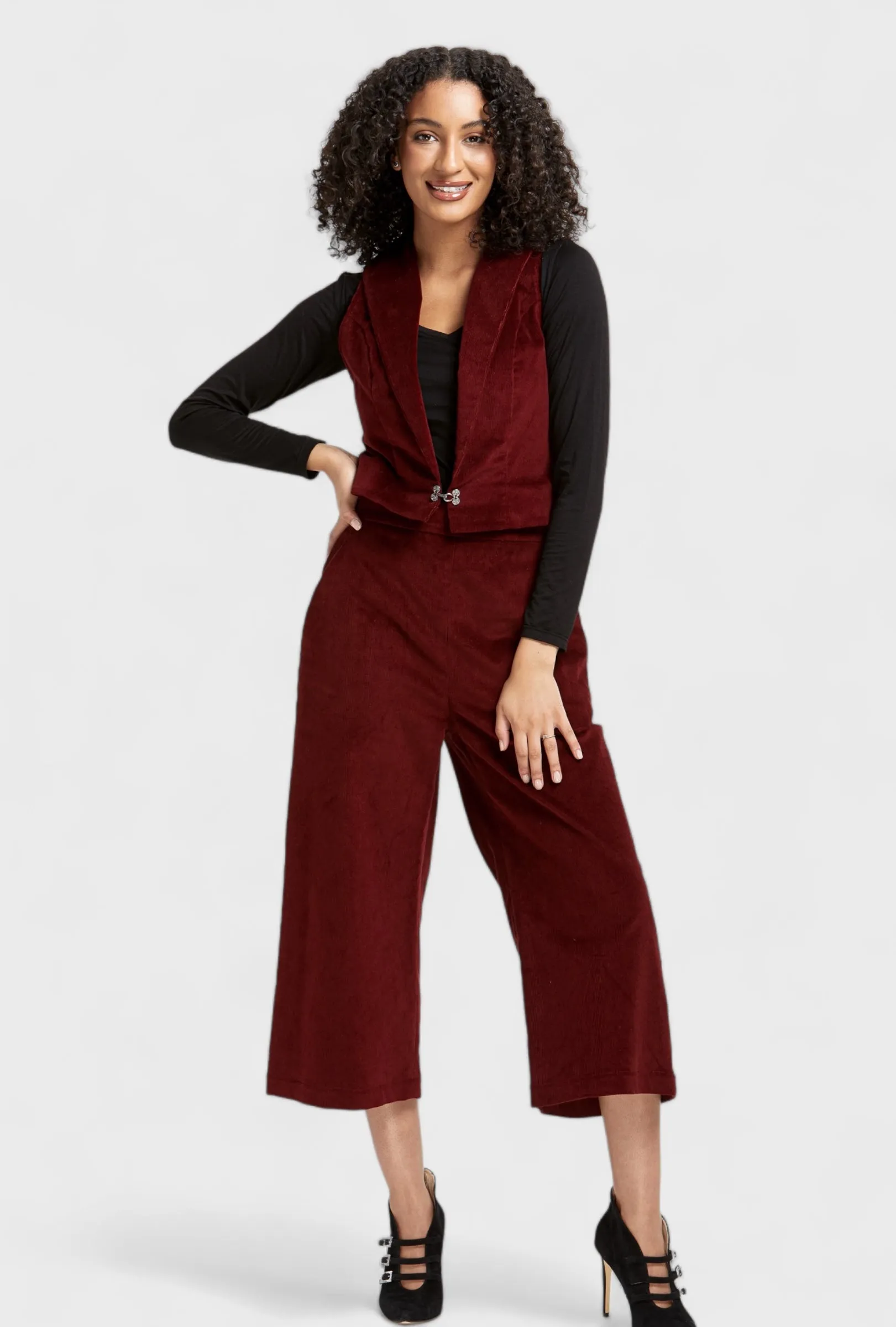 Sistine Burgundy Micro Cord Vest