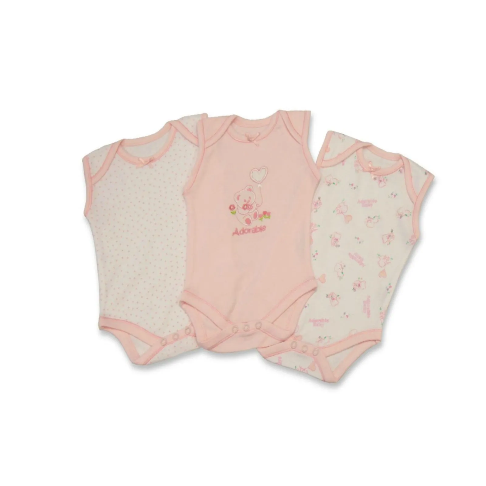 Sleeveless Bodysuits 3-6 Months Pink - 3 Pack