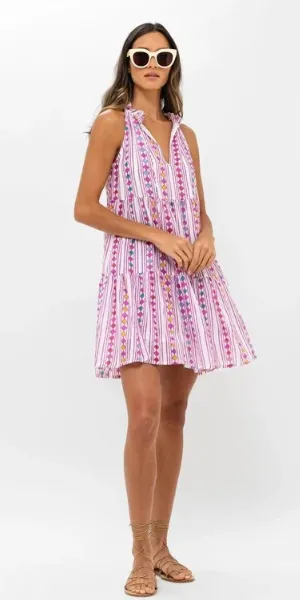Sleeveless Tiered Short Dress in Trapeze Lilac