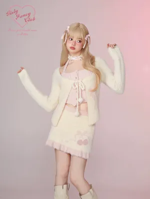 Soft Cherry Fuzzy Knit Set