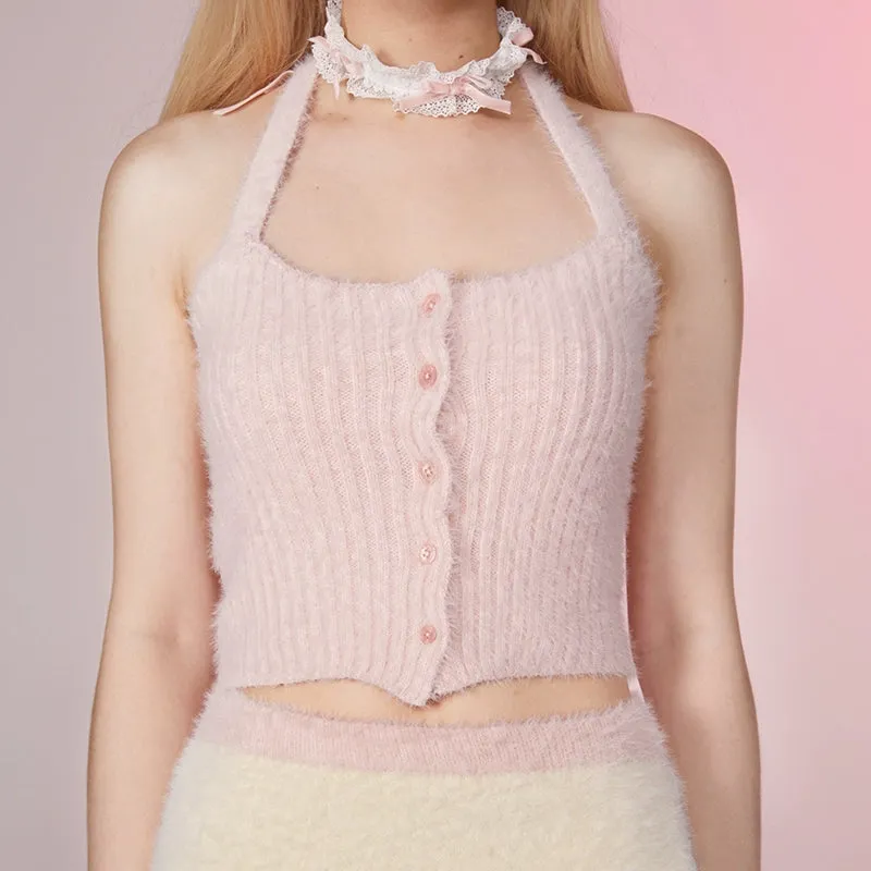Soft Cherry Fuzzy Knit Set