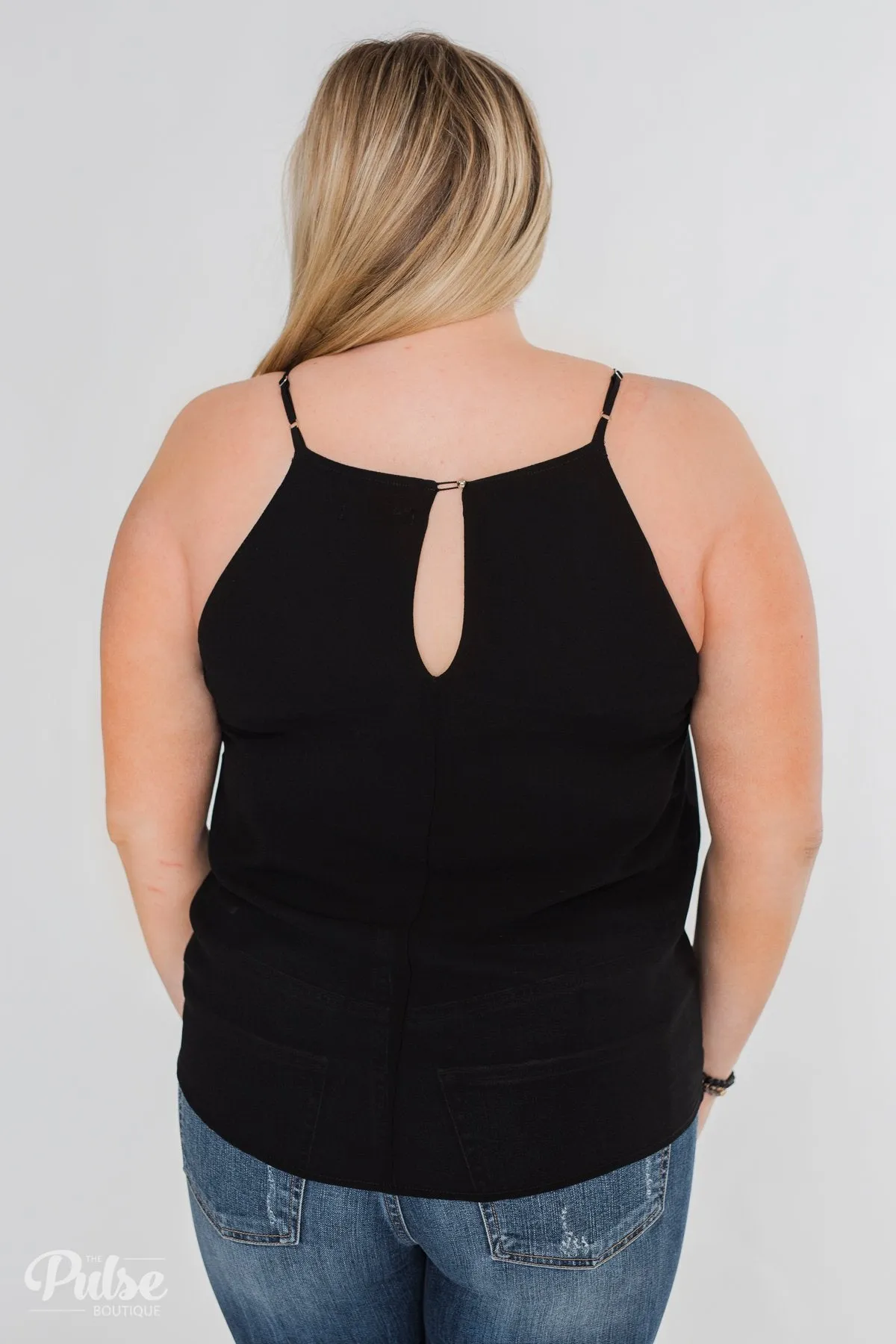 Something To Say Keyhole Halter Tank- Black