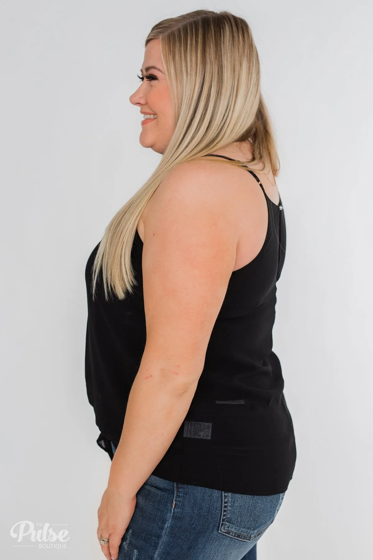 Something To Say Keyhole Halter Tank- Black