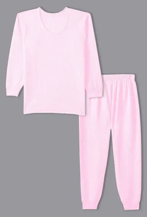 SONA Comfortable Full Sleeves Thermal for Kids Vest and Bottom Pack of 1- Pink