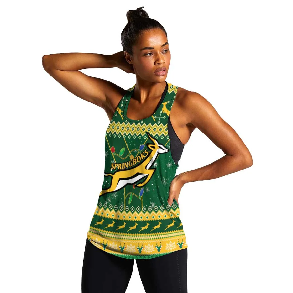 South Africa Christmas Rugby Women Racerback Tank Springboks Geseende Kersfees LT15