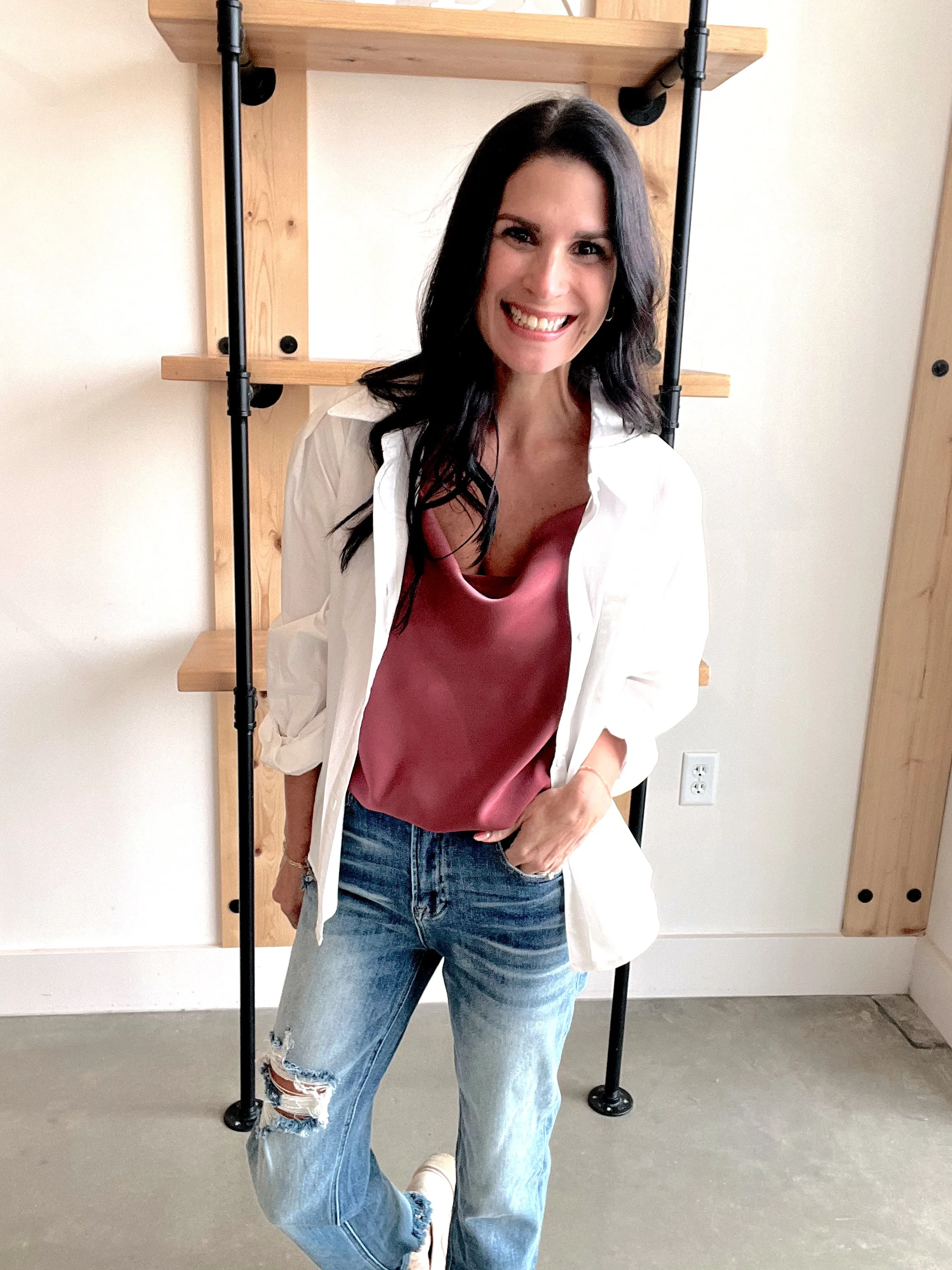 Spaghetti Strap Cowl Neck Bodysuit