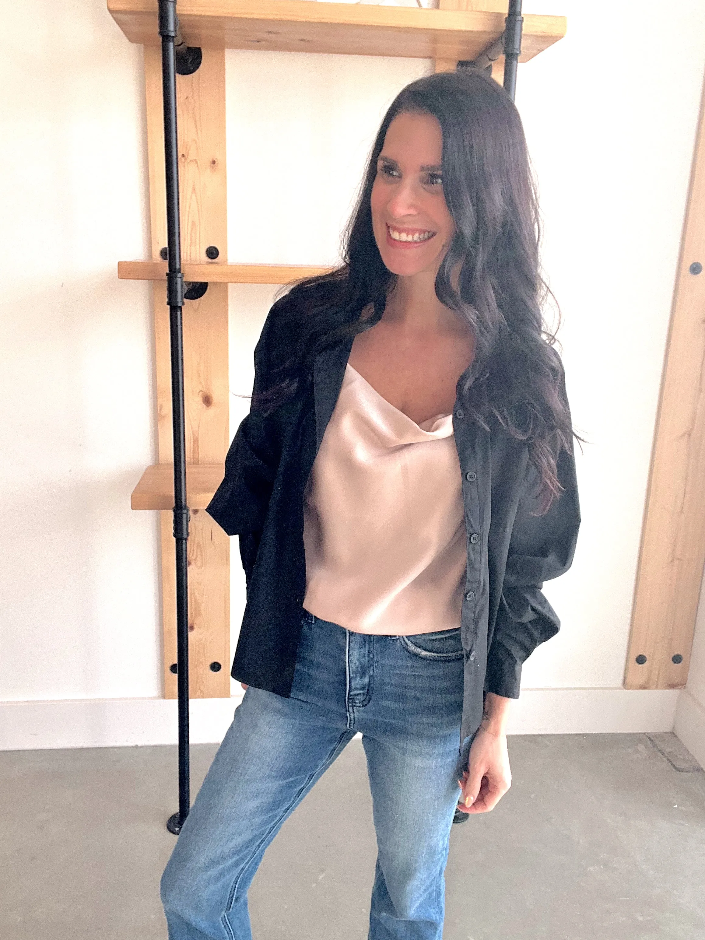 Spaghetti Strap Cowl Neck Bodysuit