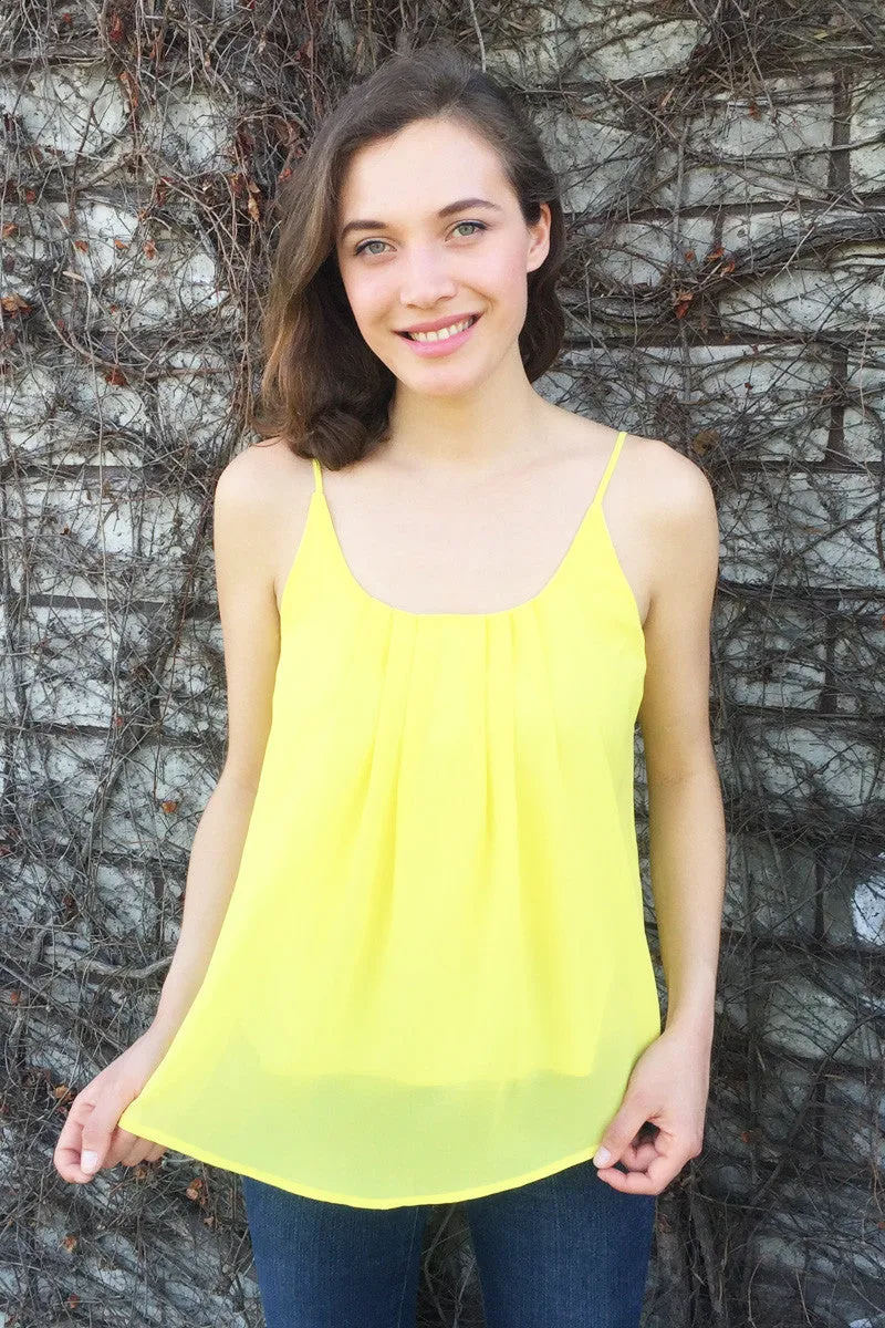 Spaghetti Strap Pleated Tank Top