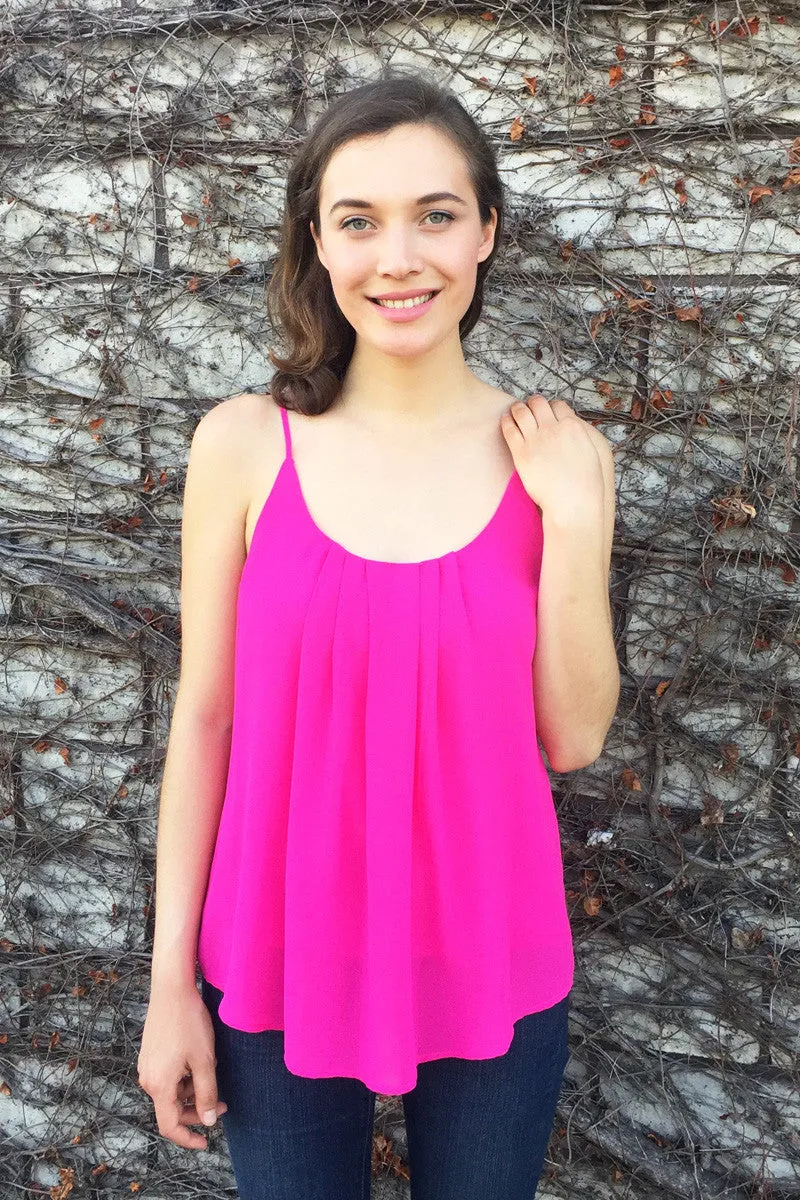 Spaghetti Strap Pleated Tank Top