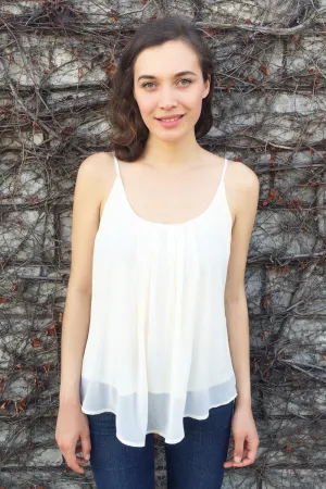 Spaghetti Strap Pleated Tank Top