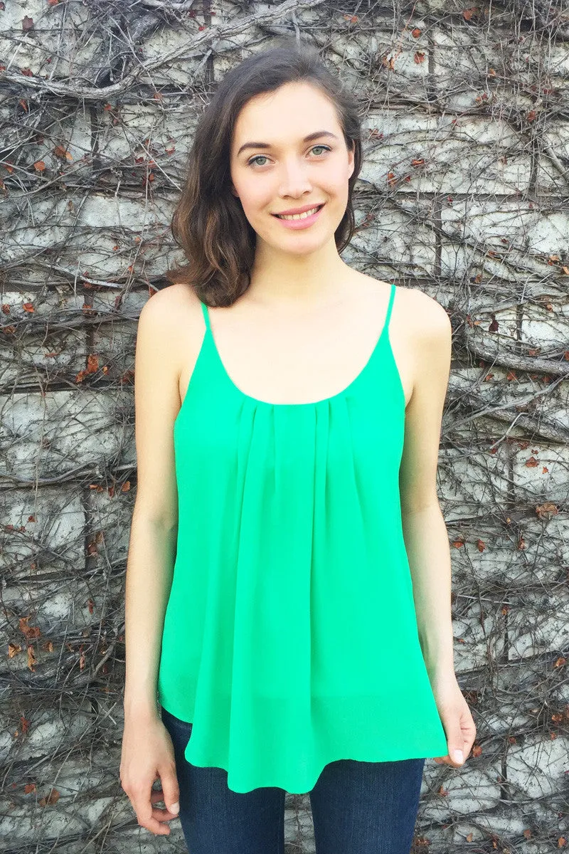 Spaghetti Strap Pleated Tank Top