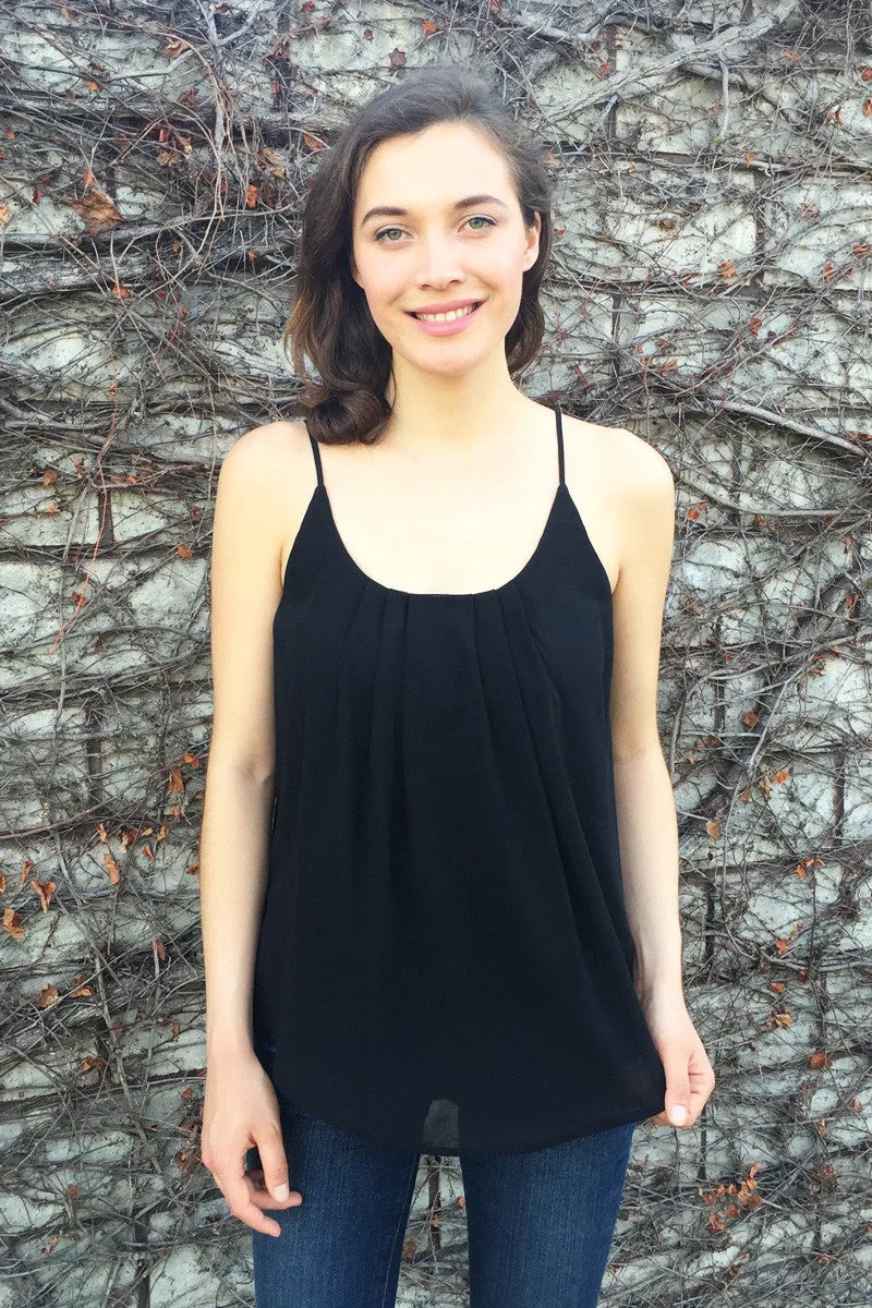Spaghetti Strap Pleated Tank Top