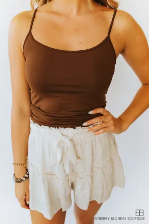 Spaghetti Strap Tank -Brown