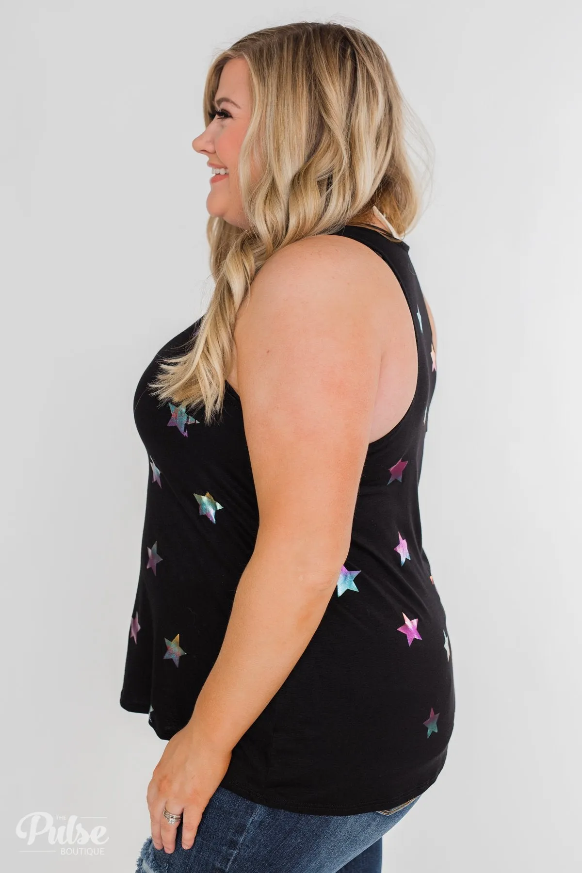 Sparkle For You Star Racerback Tank Top- Black