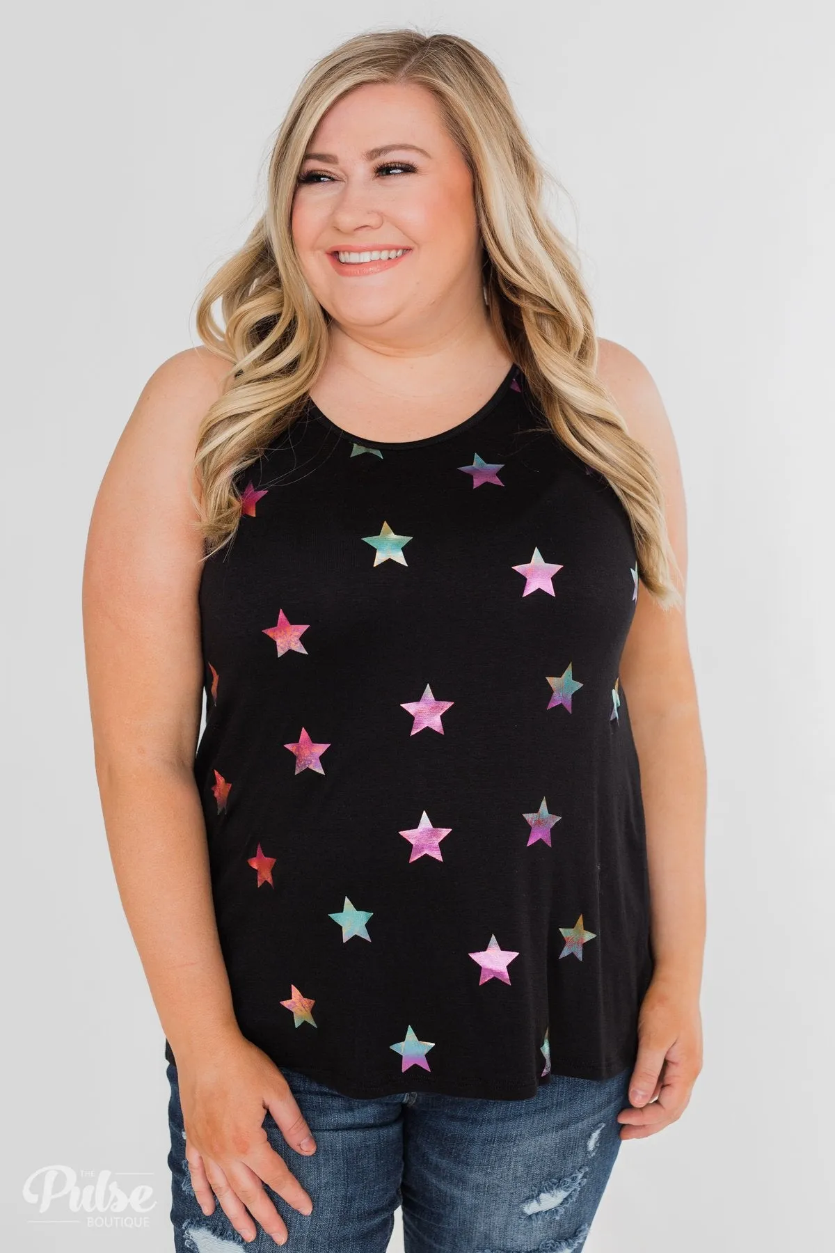 Sparkle For You Star Racerback Tank Top- Black