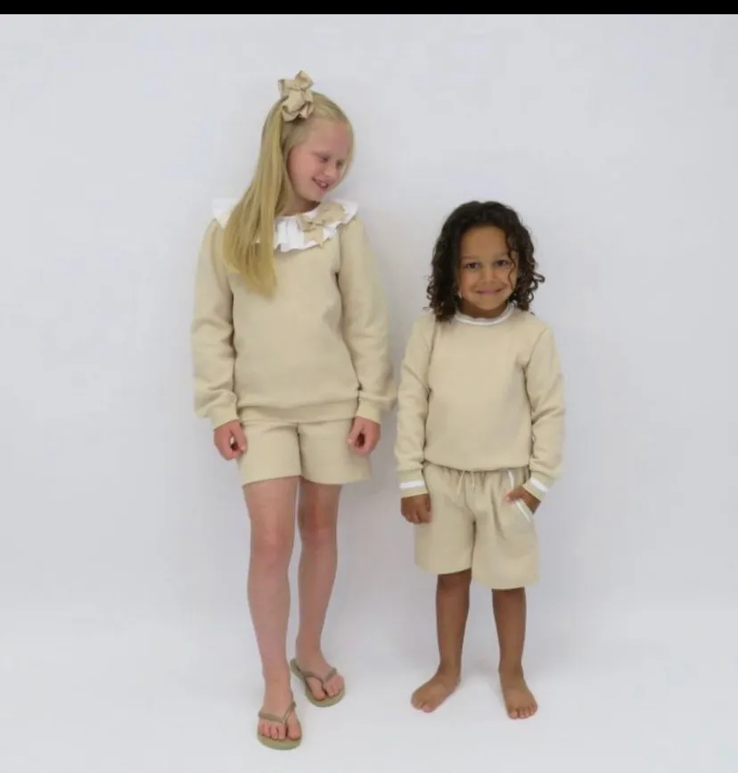 SS24 Harris Kids - Toby Boys Tracksuit Short Set Beige