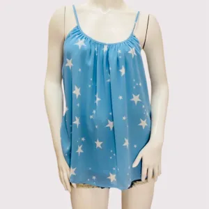 Star print spaghetti strap tank top