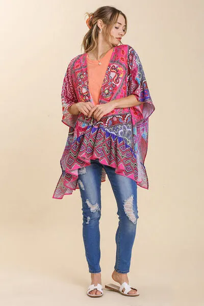 Stay Boho Chic Hot Pink Ruffle Hem Open Front Kimono