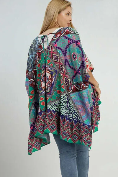 Stay Boho Chic Turquoise Ruffle Hem Open Front Kimono