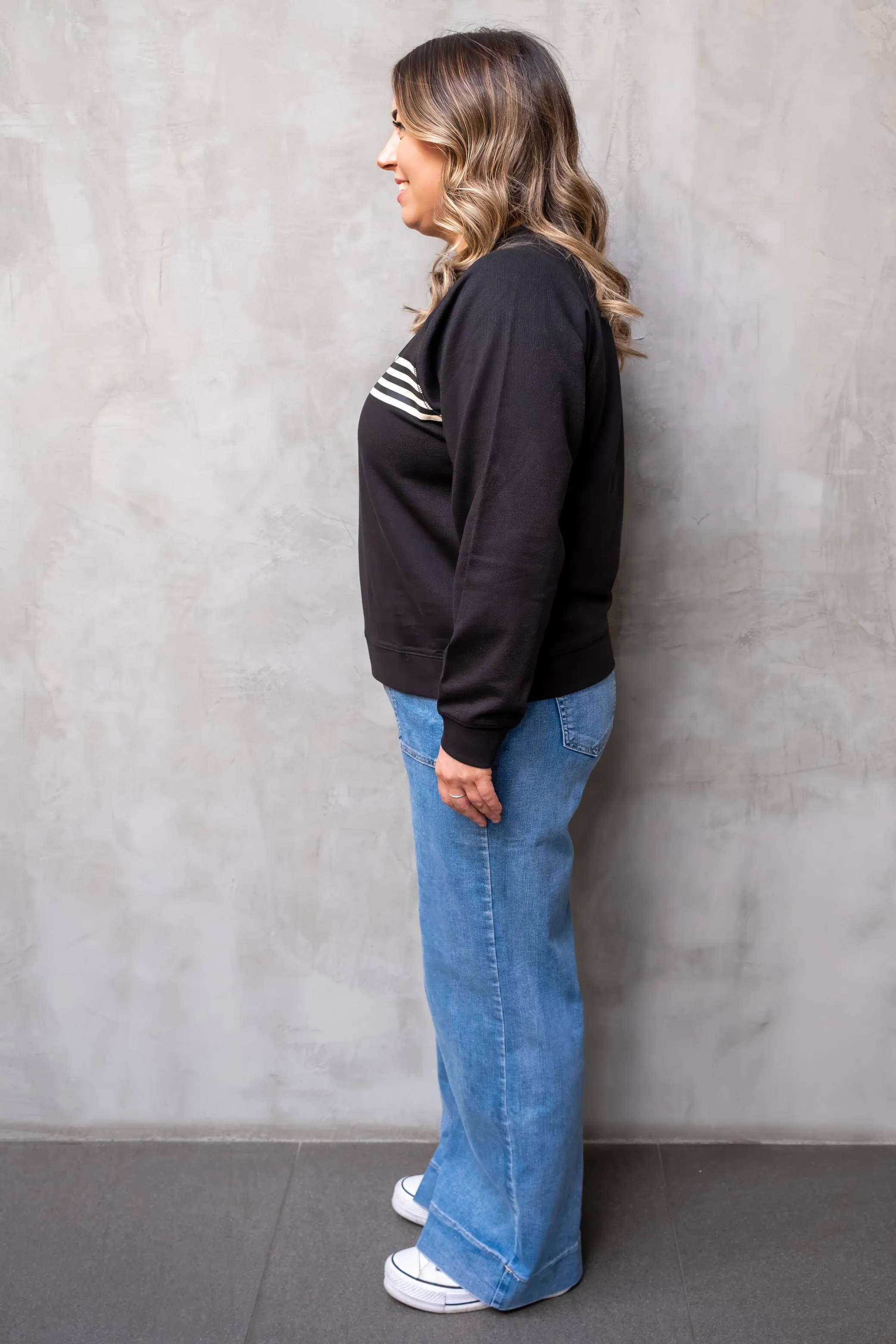 Stella   Gemma - Everyday Sweater Black Leopard Cross