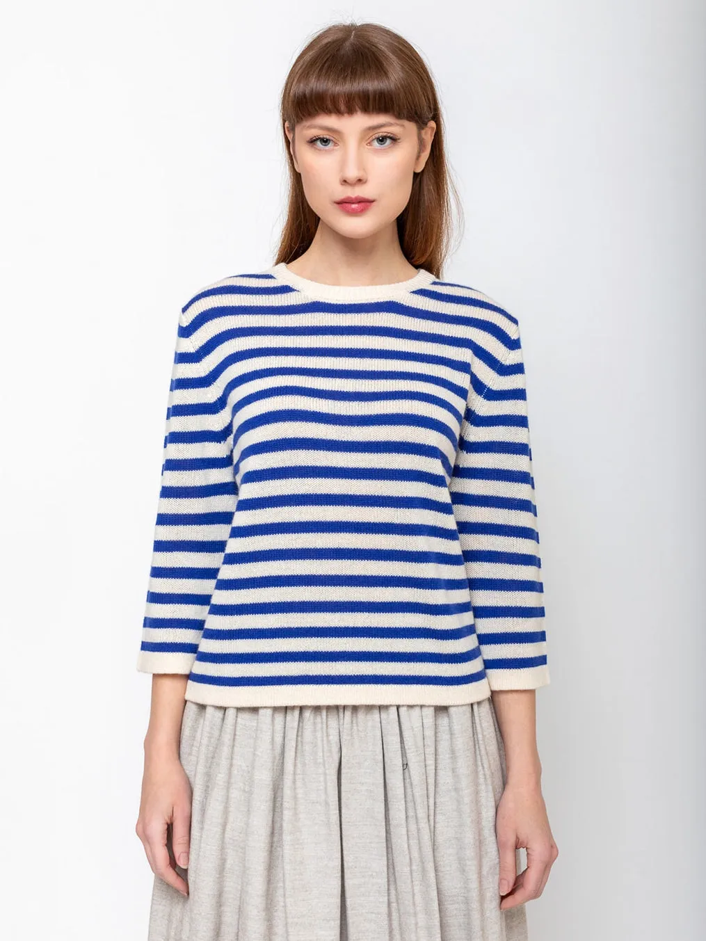 Stripe Round Neck Sweater - Oat/Night